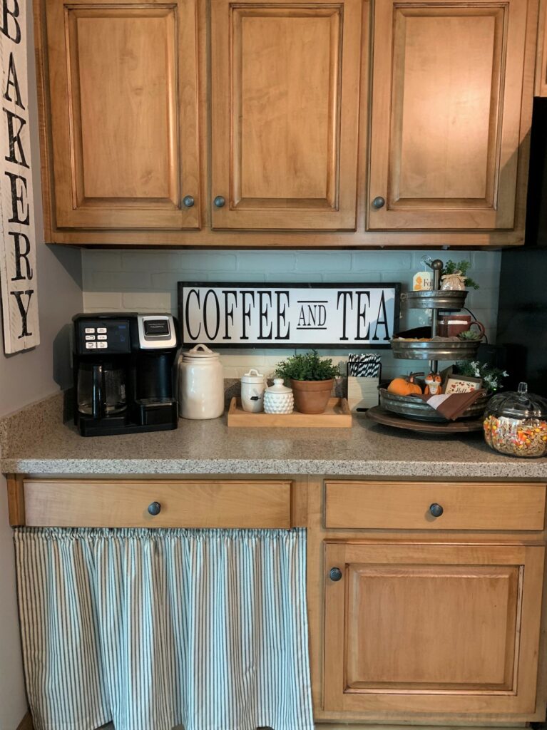 desk area turned into a coffee bar