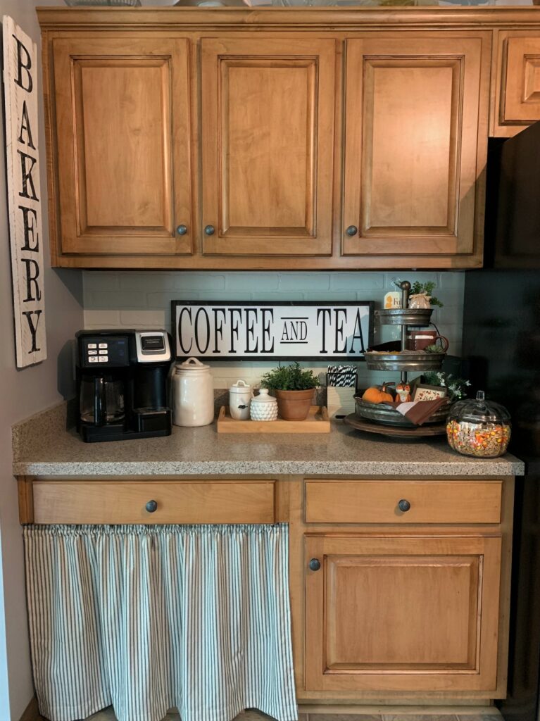 desk area turned into a coffee bar