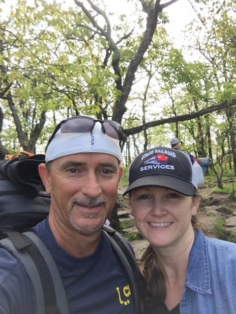 section hikers on the Appalachian Trail in Georgia on top of Springer Mountain