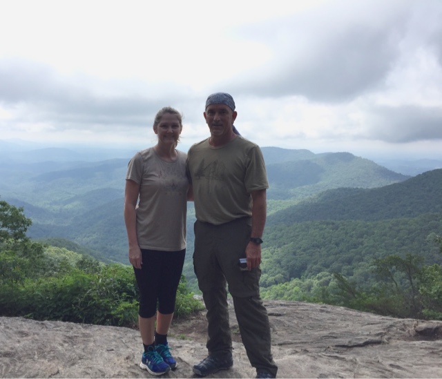 Empty nesters celebrate their wedding anniversary on top of Blood Mountain on the Appalachian Trail