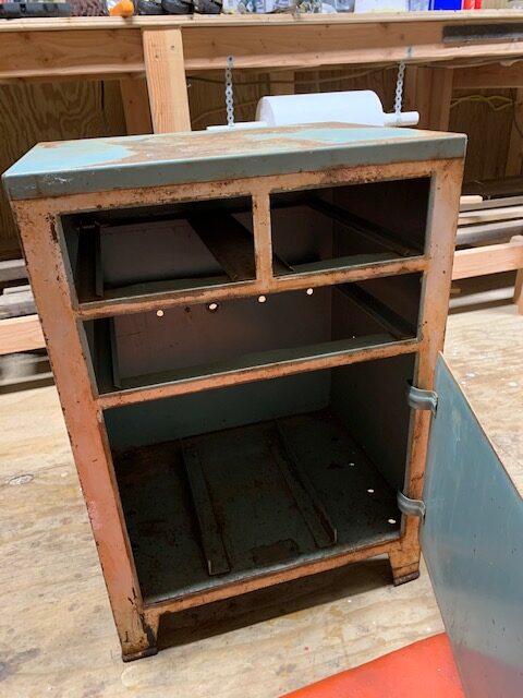 diy project using a vintage medical cabinet