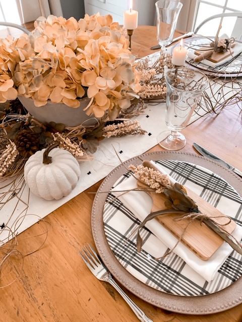 a fall neutral tablescape using concrete decor