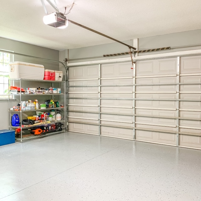 A garage organization project using wire industrial shelving