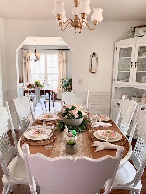 A spring or Easter themed table setting