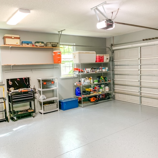 Reorganizing your garage with wood and metal shelving