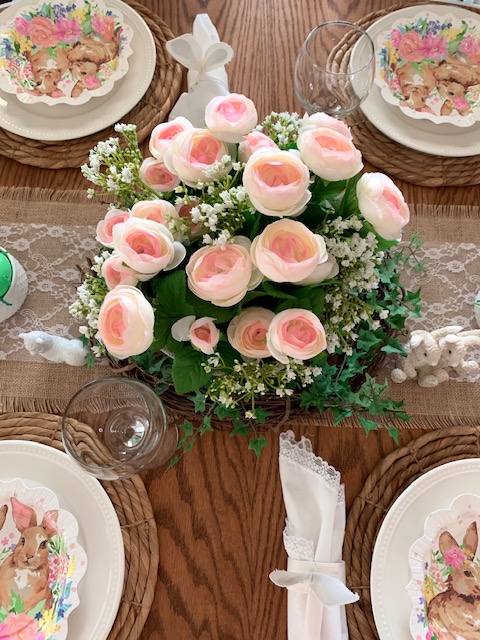 A casual, organic spring table setting for Easter