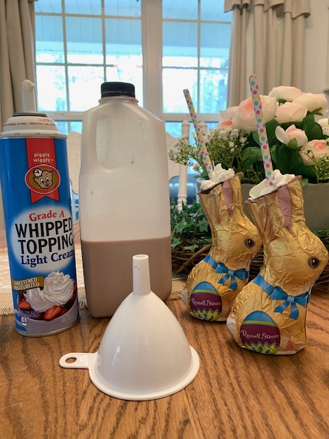 ingredients to make chocolate Easter bunny drinks