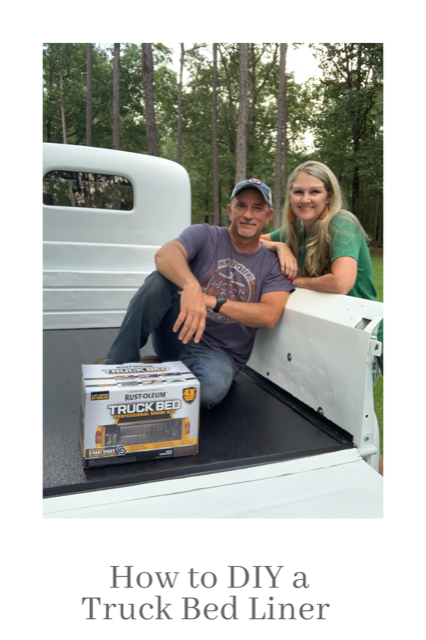 couple diy a truck bed liner with a Rust-Oleum truck bed professional kit