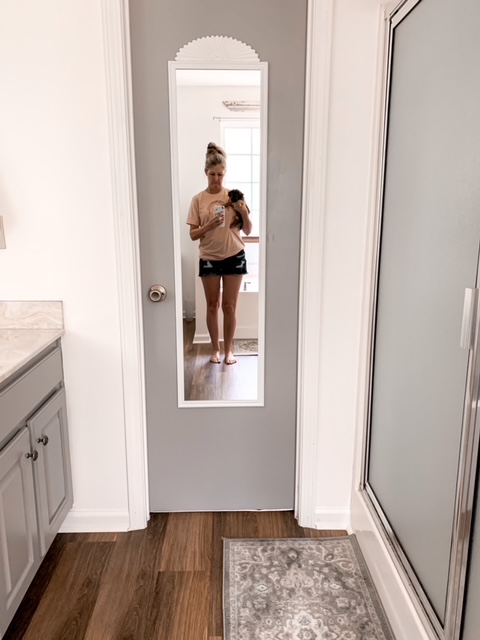 DIY dressing mirror on bathroom closet door