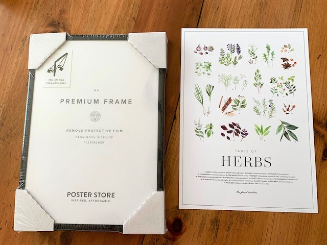 herb print with black frame