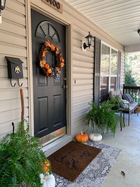 Fall front porch at a country cottage