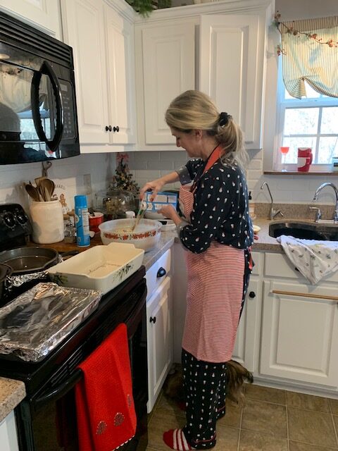 cooking Christmas lunch in pjs