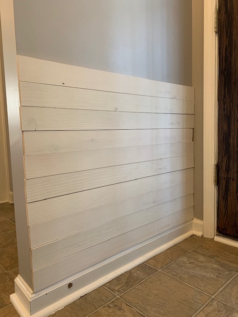 white peel and stick wall boards are good for simple diy project