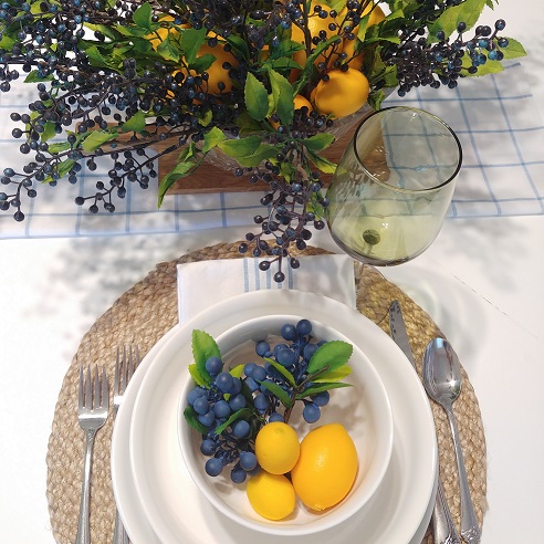 blueberry and lemon table setting