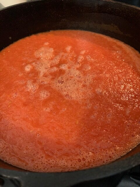 salsa simmering on stove