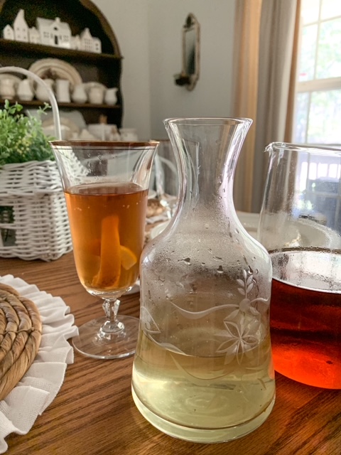 honeysuckle simple syrup paired with peppermint tea