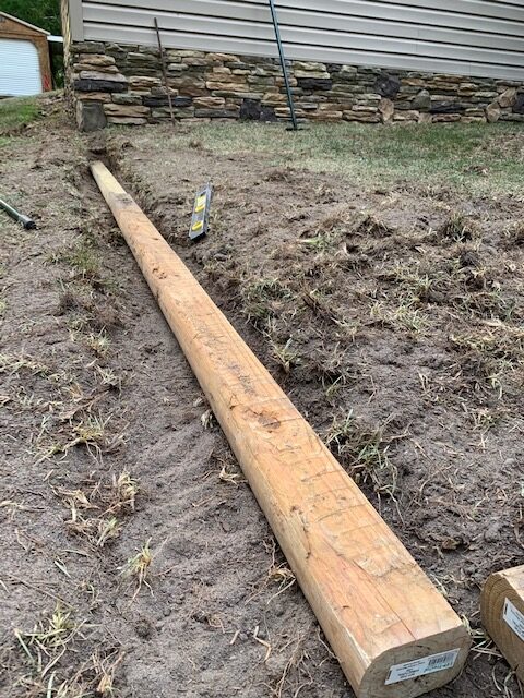 landscape timbers to mark patio layout