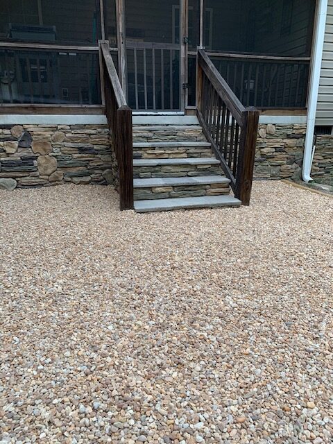 completed pea gravel patio