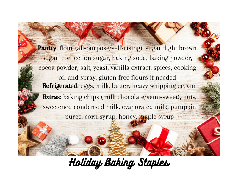 list of baking supplies you will need for the holidays