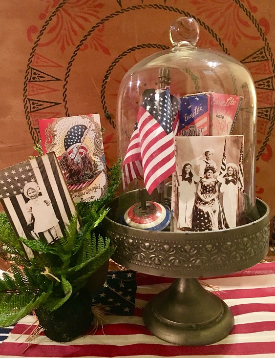 vintage postcards and flags