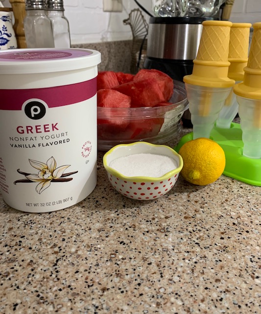supplies to make watermelon yogurt popsicles