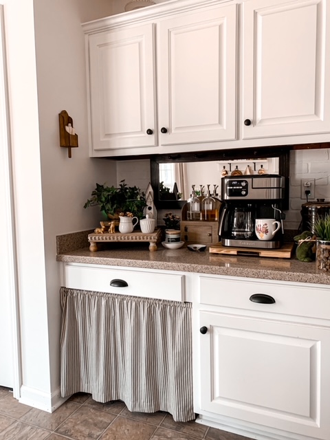 kitchen coffee bar styled for early spring