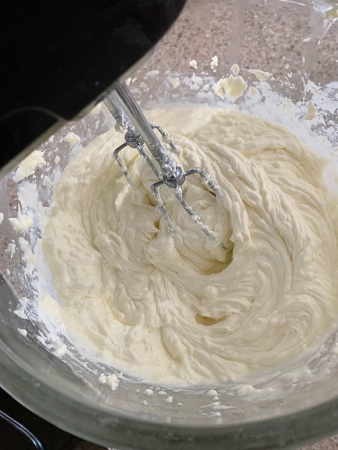 beating cream cheese for a lemon pie