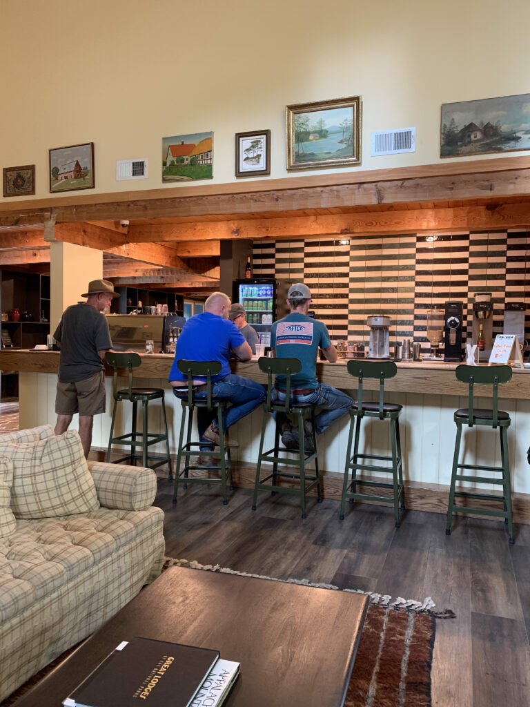 the bar area where coffee and drinks are served at Roamstead campground