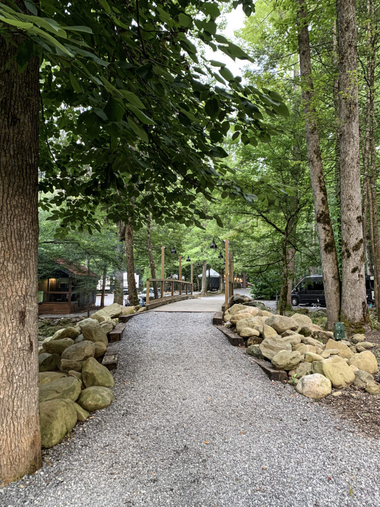 a walkway in the Roamstead campground