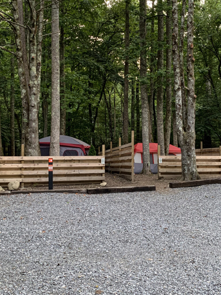 tent camping area of a campground